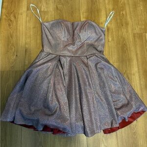 Sherri Hill Strapless A-line glitter cocktail dress